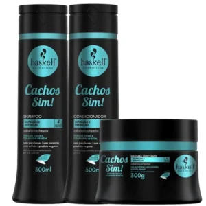 Kit HASKELL Cachos Sim Shampoo + Condicionador + Máscara- Brasil Cosméticos