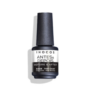 Verniz gel Inocos antes e depois 2 em 1 base e top coat bs1 15ml