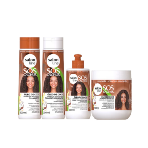 Kit Salon Line S.O.S Cachos Coco Tratamento Profundo Shampoo + Condicionador + Máscara + Creme De Pentear