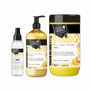 Kit Real Natura Pro Praia e Piscina Shampoo 500ml + Máscara 1kg + Spray 100ml