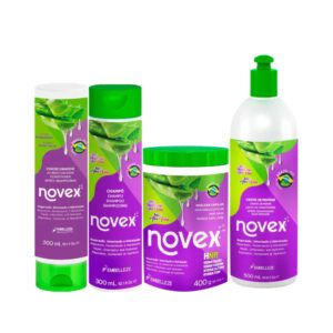 Kit Novex Champú Super Babosão Aloe Vera 300ml + Acondicionador 300 ml + Mascarilla 400g + Crema Peinadora 500g