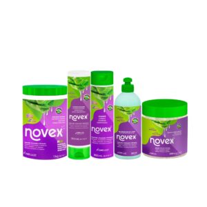 Kit Novex Champú Super Babosão Aloe Vera 300ml + Acondicionador 300 ml + Mascarilla 1kg + Gel Definidor Ultra 300g + Gelatina Fijadora 500g