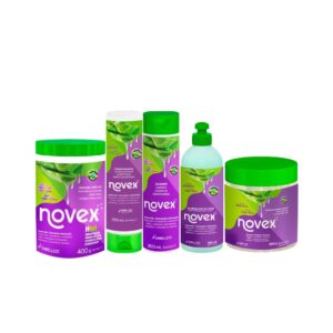 Kit Novex Champú Super Babosão Aloe Vera 300ml + Acondicionador 300 ml + Mascarilla 400g + Gel Definidor Ultra 300g + Gelatina Fijadora 500g