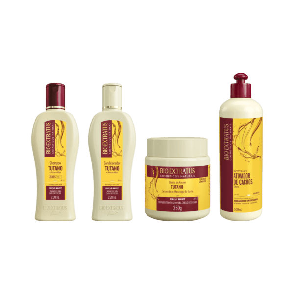 Kit Bioextratus Tutano Banho De Creme, Shampoo E Condicionador + Finalizador Ideal para cabelos ressecados. Sua fórmula limpa com suavidade, nutre e hidrata intensamente, além de proteger os fios, tornando-os mais saudáveis, macios e brilhantes.