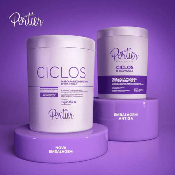 O B-tox Ciclos Violet é indicado para cabelos loiros naturais, descoloridos, coloridos ou com mechas. A sua ação reduz o frizz, restaura as cutículas danificadas e controla o volume do cabelo, além de devolver o tom platinado aos fios amarelados em razão das ações do tempo e de instrumentos de calor. Atenção, informação importante sobre o produto: A Portier está a realizar a troca de todas as embalagens dos produtos para a Europa, com o intuito de diferenciá-las em  território brasileiro e europeu, sendo um melhor controle e cumprir as exigências da Infarmed. Sendo assim, terão a descrição em Português, Espanhol e Árabe ,entre outros quesitos. Informado isto, no momento em que realize a tua encomenda,  poderá receber a nova ou a antiga embalagem. Agradecemos a compreensão.