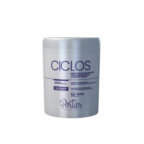 O B-tox Ciclos Violet é indicado para cabelos loiros naturais, descoloridos, coloridos ou com mechas. A sua ação reduz o frizz, restaura as cutículas danificadas e controla o volume do cabelo, além de devolver o tom platinado aos fios amarelados em razão das ações do tempo e de instrumentos de calor. Atenção, informação importante sobre o produto: A Portier está a realizar a troca de todas as embalagens dos produtos para a Europa, com o intuito de diferenciá-las em  território brasileiro e europeu, sendo um melhor controle e cumprir as exigências da Infarmed. Sendo assim, terão a descrição em Português, Espanhol e Árabe ,entre outros quesitos. Informado isto, no momento em que realize a tua encomenda,  poderá receber a nova ou a antiga embalagem. Agradecemos a compreensão.