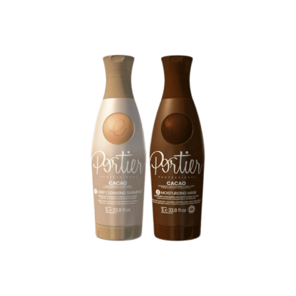 PORTIER CACAO THERMO SMOOTHING: é um Alinhamento Capilar à base de Cacau, fruta típica brasileira. Composto por Shampoo Anti resíduos e Máscara Hidratante, ele limpa, trata e hidrata, deixando os cabelos com o volume e o frizz controlados com muita naturalidade. Excelente em cabelos afros, é compatível com qualquer química e tipo de cabelo, tendo durabilidade de 3 a 6 meses com exceção do seu crescimento. Os fios ganham leveza, movimento e um efeito tridimensional. SHAMPOO ANTI-RESÍDUOS: limpa profundamente o cabelo, removendo os resíduos de produtos acumulados na fibra capilar. Proporciona fios extremamente limpos, com abertura completa das cutículas, prontos para receber o tratamento. MÁSCARA CONDICIONANTE: formulada com óleos resinosos que possuem ação emoliente, hidratante e selante, proporcionando ao cabelo uma hidratação completa, maciez intensa e um movimento incrível. Além do mais, possui ativos que aumentam o brilho do cabelo com alto desempenho de condicionamento sobre os fios. O resultado são cabelos controlados, sem frizz, com muito brilho e maciez. Atenção, informação importante sobre o produto: A Portier está a realizar a troca de todas as embalagens dos produtos para a Europa, a fim de diferenciá-las no território brasileiro e europeu, permitindo um melhor controlo e cumprindo as exigências da Infarmed. Sendo assim, terão a descrição em português, espanhol e árabe, entre outros requisitos. Informamos que, no momento em que realizar a encomenda, pode receber a nova ou a antiga embalagem. Agradecemos a compreensão.