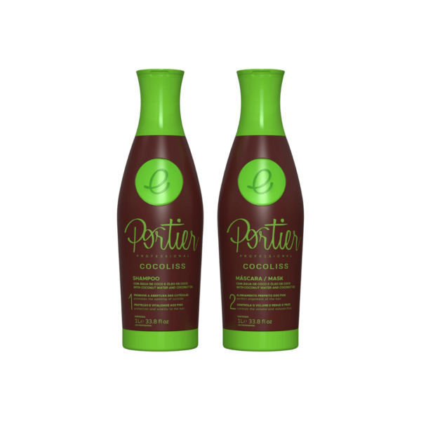 Portier Cocoliss, um alisamento capilar formulado com óleos exóticos, água e óleo de coco que conferem uma ação hidratante, lubrificante e anti frizz ao cabelo. Ele atua como um agente condicionante, proporcionando o realinhamento perfeito da superfície cuticular dos fios através de uma ação emoliente e reconstrutora, gerando leveza, suavidade e um acabamento perfeito aos fios secos e rebeldes. O resultado são cabelos hidratados, controlados e com um brilho refletivo incrível. Shampoo Cocoliss: Limpa profundamente o cabelo, removendo os resíduos de produtos acumulados na fibra capilar. Proporciona fios extremamente limpos, com abertura completa das cutículas, prontos para receber o tratamento. Máscara Cocoliss: Formulada com óleos exóticos com ação emoliente, lubrificante e anti frizz. Atua como um condicionante, proporcionando realinhamento da superfície cuticular, conferindo ao cabelo leveza, suavidade e movimento. Elaborado com extrato de Canela da China que promove brilho reflexivo ao cabelo, Mirra que equilibra a oleosidade e a queda dos fios, Oliva que potencializa o efeito da hidratação e o óleo de Cálamo que forma um filme protetor nos fios, mantendo o realinhamento e a hidratação por mais tempo. Atenção, informação importante sobre o produto: A Portier está a realizar a troca de todas as embalagens dos produtos para a Europa, com o intuito de diferenciá-las em  território brasileiro e europeu, sendo um melhor controle e cumprir as exigências da Infarmed. Sendo assim, terão a descrição em Português, Espanhol e Árabe ,entre outros quesitos. Informado isto, no momento em que realize a tua encomenda,  poderá receber a nova ou a antiga embalagem. Agradecemos a compreensão.