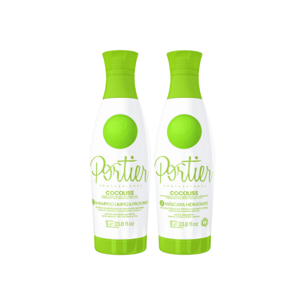 Portier Cocoliss, um alisamento capilar formulado com óleos exóticos, água e óleo de coco que conferem uma ação hidratante, lubrificante e anti frizz ao cabelo. Ele atua como um agente condicionante, proporcionando o realinhamento perfeito da superfície cuticular dos fios através de uma ação emoliente e reconstrutora, gerando leveza, suavidade e um acabamento perfeito aos fios secos e rebeldes. O resultado são cabelos hidratados, controlados e com um brilho refletivo incrível. Shampoo Cocoliss: Limpa profundamente o cabelo, removendo os resíduos de produtos acumulados na fibra capilar. Proporciona fios extremamente limpos, com abertura completa das cutículas, prontos para receber o tratamento. Máscara Cocoliss: Formulada com óleos exóticos com ação emoliente, lubrificante e anti frizz. Atua como um condicionante, proporcionando realinhamento da superfície cuticular, conferindo ao cabelo leveza, suavidade e movimento. Elaborado com extrato de Canela da China que promove brilho reflexivo ao cabelo, Mirra que equilibra a oleosidade e a queda dos fios, Oliva que potencializa o efeito da hidratação e o óleo de Cálamo que forma um filme protetor nos fios, mantendo o realinhamento e a hidratação por mais tempo. Atenção, informação importante sobre o produto: A Portier está a realizar a troca de todas as embalagens dos produtos para a Europa, com o intuito de diferenciá-las em  território brasileiro e europeu, sendo um melhor controle e cumprir as exigências da Infarmed. Sendo assim, terão a descrição em Português, Espanhol e Árabe ,entre outros quesitos. Informado isto, no momento em que realize a tua encomenda,  poderá receber a nova ou a antiga embalagem. Agradecemos a compreensão.