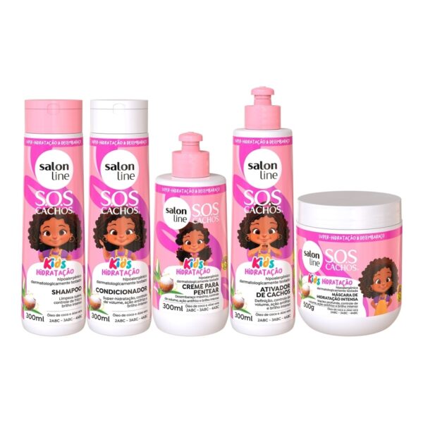 Kit Salon Line Sos Cachos Kids Linha Infantil Completa 5-Produtos