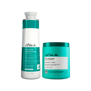 Alisamento orgânico Redução de volume Efeito liso e duradouro Protein Smoothing é um alisamento orgânico, passo único, indicado para todos os tipos de cabelo. Por ser orgânico (0% formol) não causa incômodo algum (não tem cheiro e nem arde os olhos). É uma formulação única e exclusiva desenvolvida com Blend de Aminoácidos, Ácido Lático e Proteínas que em sinergia dão o resultado de um cabelo 100% liso. Proporciona aos fios maciez e brilho intenso, elimina o frizz e o volume. Sua fórmula é desenvolvida com alta tecnologia que combate o envelhecimento da fibra capilar em um único passo de aplicação, dispensando a pré-lavagem com shampoo anti resíduos. O Btox Pro Repair Ultra Mask é uma máscara reconstrutora que reduz o volume, hidrata e alinha os fios. Possui uma formulação rica em óleo de coco, queratina e colagénio. Ajuda a promover a reconstrução e nutrição intensa dos fios resultando em cabelos com muito mais brilho, maciez. É indicado também para a recuperação de cabelos elásticos e com falta de nutrientes. Não fazemos testes em animais.