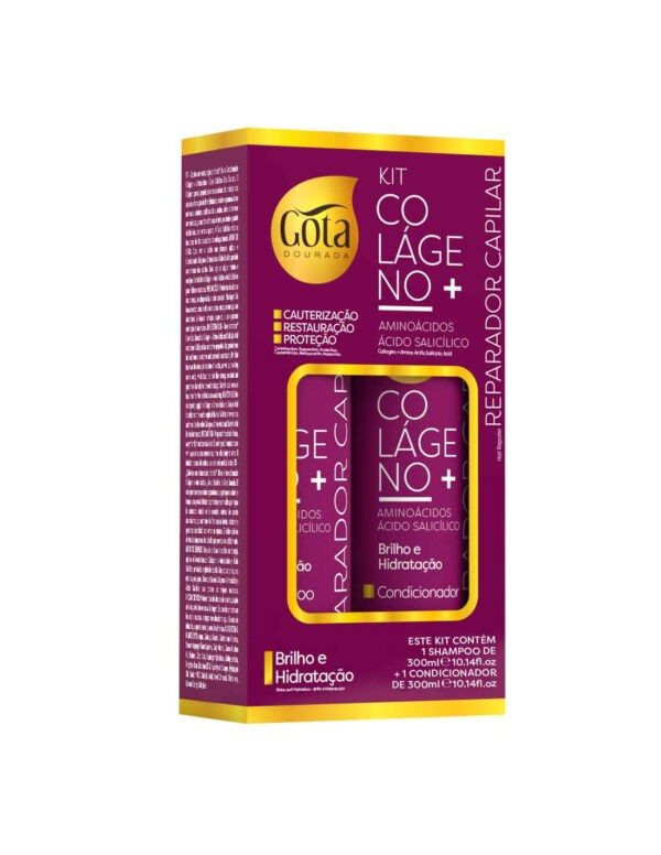 Kit Gota Dourada Shampoo + Condicionador Colágeno + Aminoácidos e Ácido Salicílico