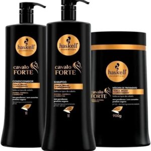 Kit Haskell Cavalo Forte: Shampoo 1L, Condicionador 1L, Máscara 900g