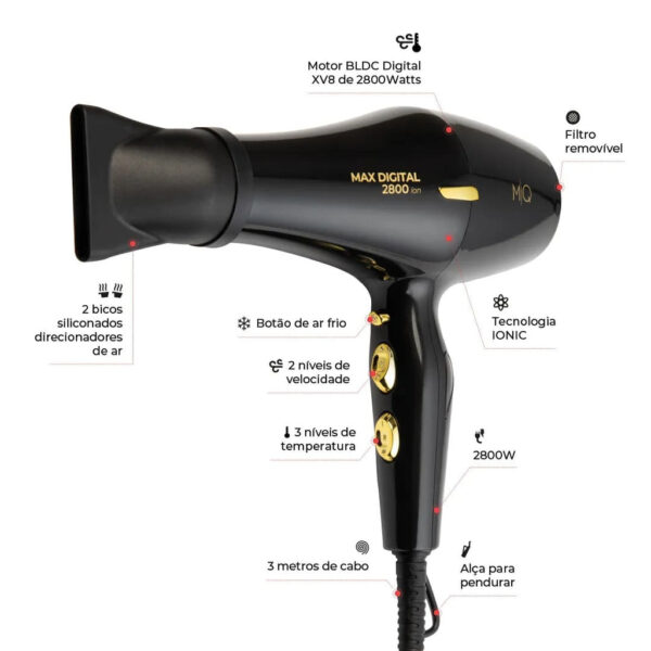 Secador de Cabelo Profissional MQ Max Digital 2800ION