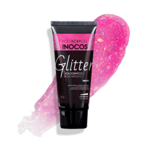 Inocos Polyacrygel Glitter Holográfico Rosa Mágico 60g