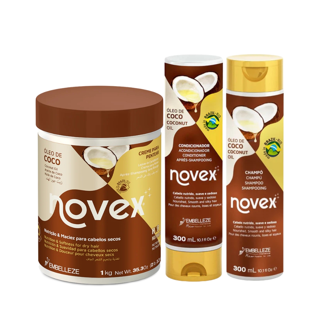Kit Novex Coconut Óleo de Coco Shampoo + Condicionador + Máscara Brasil Cosmétcos