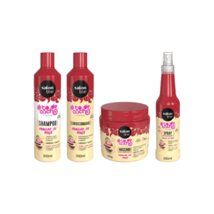 Shampoo To De Cachos Salon Line O Shampoo Salon Line To De Cacho Vinagre De Maça proporciona uma limpeza suave mantendo a hidratação natural dos cabelos. Desenvolvido especialmente para cabelos cacheados. sua fórmula com vinagre de maça, black berry e pantenol higieniza ao mesmo tempo que devolve as propriedades naturais dos fios. Spray Finalizador To De Cachos O Água de Vinagre todecacho Salon Line é o produto perfeito para quem deseja cabelos macios, fortes, saudáveis e definidos. Sua fórmula com vinagre de maça, black berry e pantenol selam e hidratam os fios, mantendo-os nutridos proporcionando uma definição e formação mara dos cachos. Além de impedirem os danos causados por agressores externos, mantendo os fios alinhados e, com efeito radiante. O resultado não poderia ser outro cabelo leve, macios, com brilho surpreendente e uma mega definição. Máscara De Hidratação To de Cachos Salon Line A Máscara Hidratante Salon Line Todecacho Vinagre Maça proporciona uma hidratação profunda devolvendo a beleza natural aos fios. Pensada especialmente para atender as cacheadas, sua fórmula com vinagre de maça, black berry e pantenol selam e hidratam os fios, mantendo-os nutridos proporcionando uma definição e formação mara dos cachos. Além de impedirem os danos causados por agressores externos, mantendo os fios alinhados e, com efeito, radiante. Condicionador To De Cachos Salon Line O Condicionador Salon Line To de cacho Vinagre De Maça proporciona uma hidratação profunda, devolvendo a beleza natural dos cabelos. Desenvolvido especialmente para cabelos cacheados sua fórmula com vinagre de maça, black berry e pantenol selam e devolvem as propriedades naturais dos fios, reestruturando a fibra capilar, reparando fissuras causadas por eventuais processos que danificaram a estrutura capilar. O resultado não poderia ser outro cabelos leves, macios, com brilho surpreendente e uma mega definição.