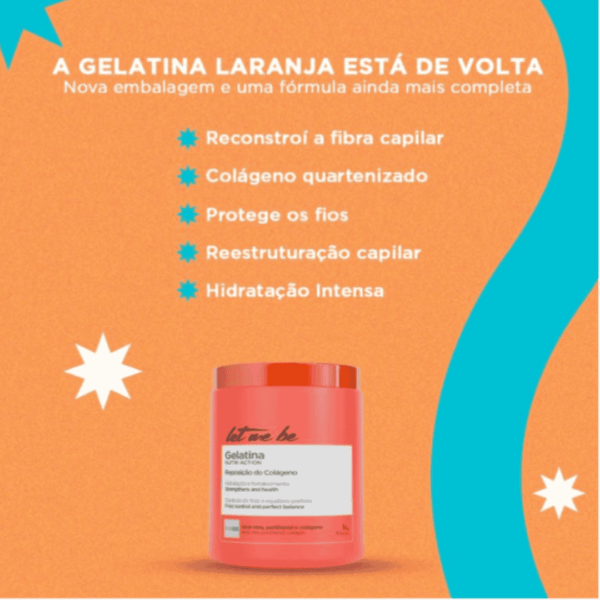 Desvende a Magia da Gelatina Capilar Let Me Be! Transforme seus cabelos com nossa fórmula enriquecida com Colágeno Quaternizado, proporcionando hidratação intensa e reconstrução capilar. Cabelos mais saudáveis e radiantes em minutos.