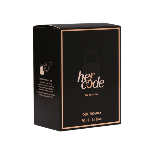 O Eau de Parfum feminino Her Code desperta uma vontade incontrolável de te conectares contigo mesma! O perfume para mulher Her Code é uma expressão de sensualidade pura, composta por uma rica paleta de notas olfativas.