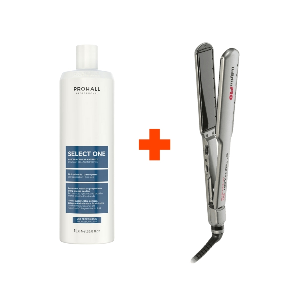 Kit Prohall Alisamento Select One 1L + Prancha BaByliss Pro Dry & Straighten