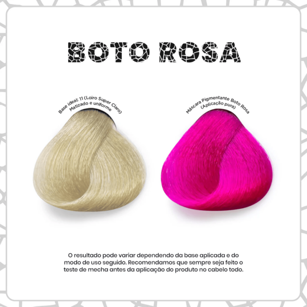 Uma máscara pigmentante semi-permanente, sem amônia, parabenos ou peróxidos, desenvolvida para proporcionar uma cor Rosa Neon intensa e vibrante! Permite a mistura com outras cores podendo assim obter novos tons! Possui durabilidade de 5 a 25 lavagens.