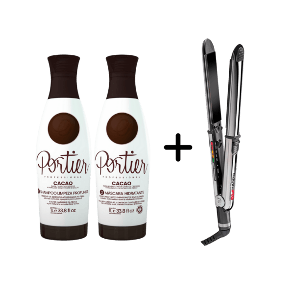 O Alisamento Portier Cacao, à base de cacau brasileiro, limpa, hidrata e trata os fios, garantindo alinhamento capilar com controle de volume e frizz de forma natural. Combinado com a Prancha Elipsis 3000 230ºC, que oferece tecnologia de ponta e desempenho superior, é a escolha ideal para profissionais que buscam resultados impecáveis.