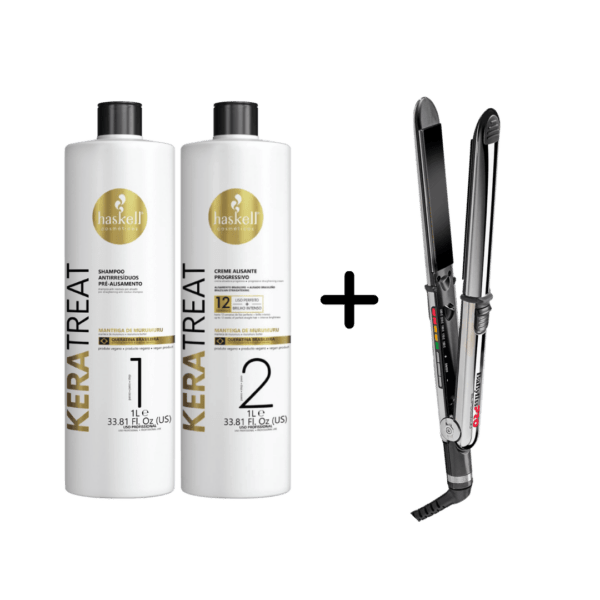 Alisamento Haskell Keratreat 2x1L O Kit Alisante Progressivo Keratreat promove alinhamento capilar por meio de uma combinação de ingredientes que podem alisar, reduzir volume e dar definição aos cachos, cuidando de cada tipo de fio. BaByliss PRO Prancha Elipsis 3000 230ºC Fabricado com materiais de vanguarda e equipado com tecnologia de última geração, este aparelho redefine a facilidade de utilização e a excelência no desempenho, sendo a escolha definitiva para profissionais exigentes.