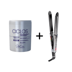 O B-Tox Ciclos Violet é ideal para cabelos loiros naturais, descoloridos, coloridos ou com mechas, reduzindo o frizz, restaurando as cutículas e controlando o volume. A Prancha Elipsis 3000 combina materiais inovadores e tecnologia de última geração, garantindo facilidade de uso e excelência no desempenho profissional.