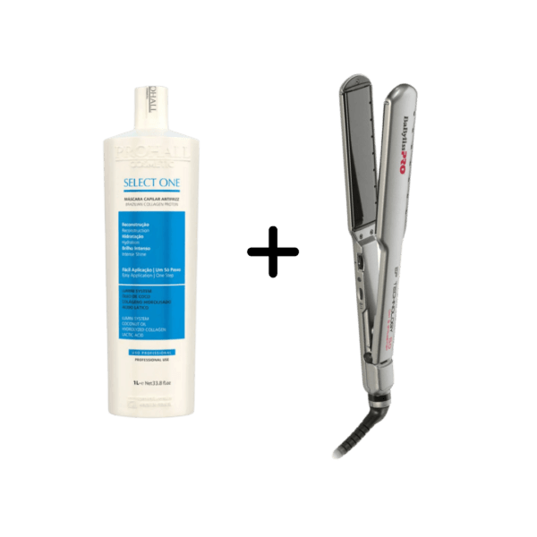 O Alisamento Select One é uma inovação sem formol, proporcionando cabelos lisos e sedosos por mais tempo. A Prancha Dry & Straighten é ideal para uso profissional intensivo, garantindo resistência ao desgaste, produtos químicos e altas temperaturas, além de placas ultralisas que economizam tempo e energia.