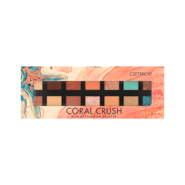 Mate, brilhante e metálico: cores de sombra para todas as ocasiões! Pronto para mergulhar no mundo mágico das cores? A nossa Paleta de Sombras Coral Crush Slim 030 Under the Sea de Catrice oferece 14 sombras vibrantes para o seu look WOW. Devido à fórmula melhorada das texturas e tonalidades de alta qualidade, as sombras de olhos duram muito e não caem durante o dia. 