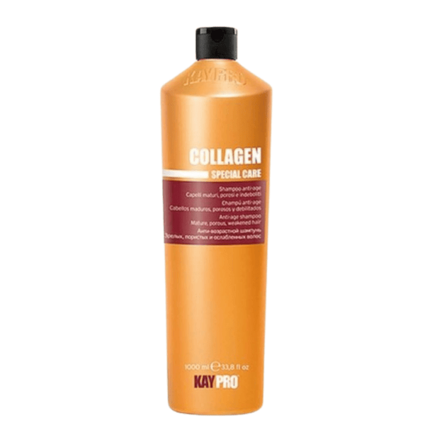 O Shampoo Anti-idade de Colágeno KayPro 1000ml é especialmente formulado para cabelos porosos e enfraquecidos. Enriquecido com colágeno, este shampoo preenche microdanos nos fios, proporcionando uma aparência mais suave, espessa e saudável. Ideal para uso diário, limpa profundamente enquanto hidrata e nutre o cabelo, restaurando sua vitalidade e brilho natural. Desenvolvido na Itália, é indicado para mulheres com cabelos danificados, porosos ou finos.