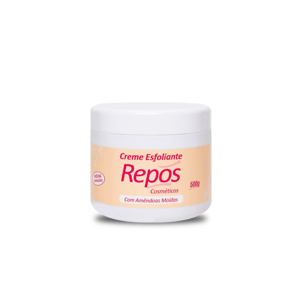 O creme esfoliante da Repós contém em sua formulação amêndoas moídas que além de esfoliar a pele, regenera e promove maciez.