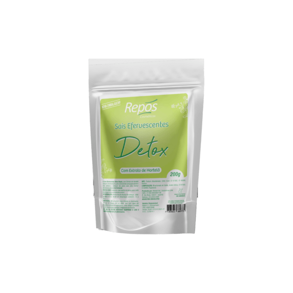 Os Sais Efervescentes Detox Repós, com Extrato de Hortelã suavizam e desintoxicam a pele promovendo sensação de bem estar, facilitando a dilatação dos poros para uma melhor absorção dos ativos do Gel Esfoliante.