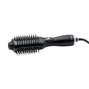 Uma escova de ar quente ergonómica, desenvolvida para secar e modelar o cabelo, proporcionando resultados profissionais com maior brilho e volume. Conta com um fusto revestido em cerâmica, cerdas duplas com pontas massajantes e diversas regulações de fluxo de ar, garantindo conforto e rapidez na finalização.