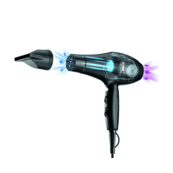 O Sthauer Vento Secador Profissional 2200W combina alta potência e tecnologia brushless para oferecer um fluxo de ar constante e ultrarrápido. Silencioso e leve, conta com gerador de íons negativos para reduzir o frizz, além de 2 velocidades e 3 níveis de temperatura para resultados perfeitos em qualquer tipo de cabelo.