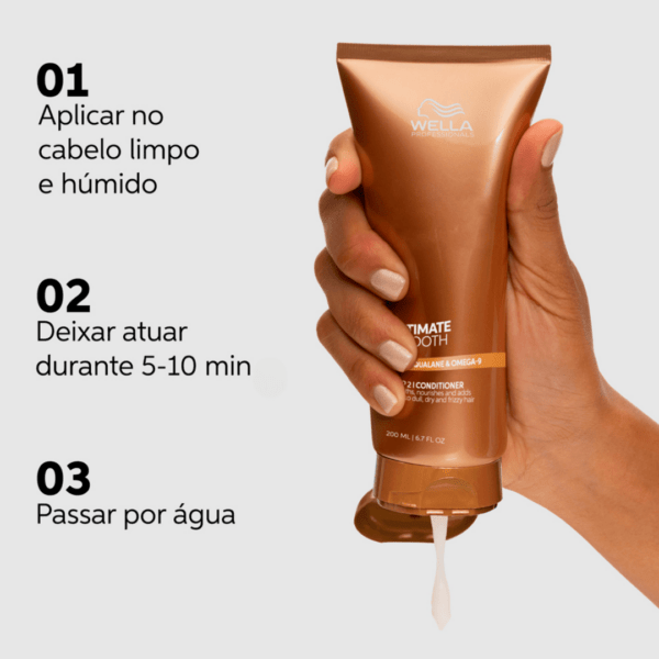 Condicionador para cabelos opacos, secos e crespos! Condicionador ULTIMATE SMOOTH com tecnologia patenteada com esqualano e ômega-9 para nutrição interna e externa.