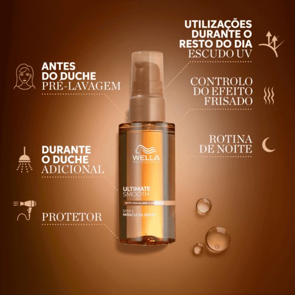 Tratamento nutritivo de luxo para cabelos secos e crespos! ULTIMATE SMOOTH Miracle Oil Serum é um óleo capilar delicado que nutre profundamente o cabelo por dentro e por fora, deixando-o visivelmente mais suave e brilhante - nutrindo o cabelo em 30 segundos, com maciez que dura até 3 dias*. Com esqualano e ômega-9.