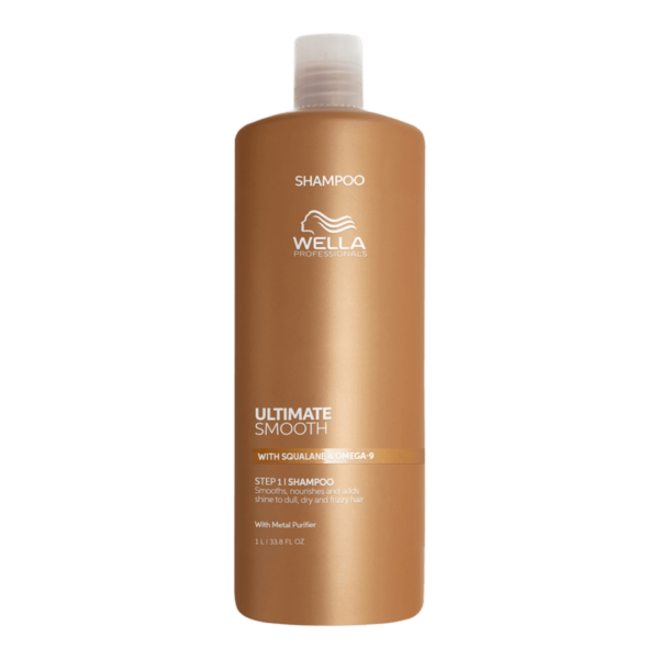 Shampoo para cabelos opacos, secos e crespos! O Shampoo ULTIMATE SMOOTH é formulado com a tecnologia Metal Purifier para desintoxicar seu cabelo de metais. Ele também contém Squalane e Ômega-9 para nutrir profundamente o cabelo por dentro e recriar uma barreira protetora. Testado dermatologicamente e adequado para cabelos coloridos.