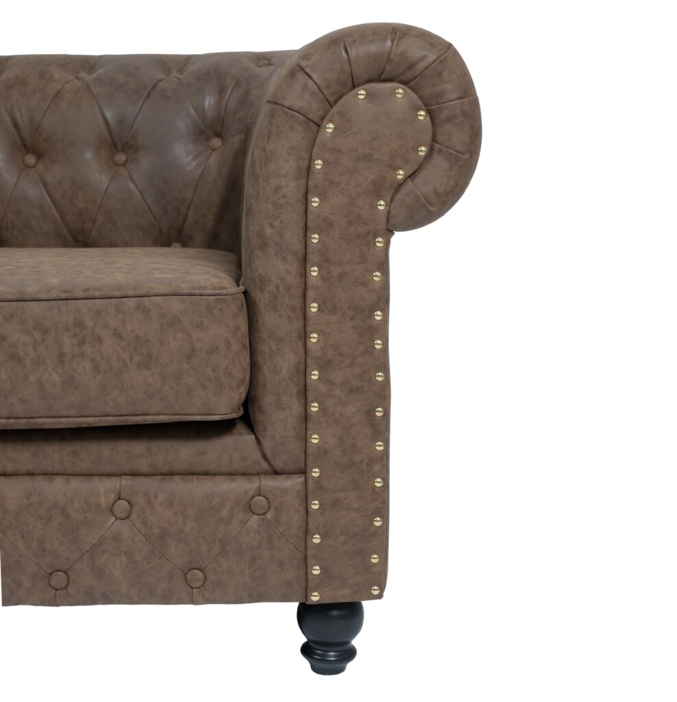 Mudi REPOSE Sofá Chesterfield de Espera Castanho Envelhecido - Imagen 3