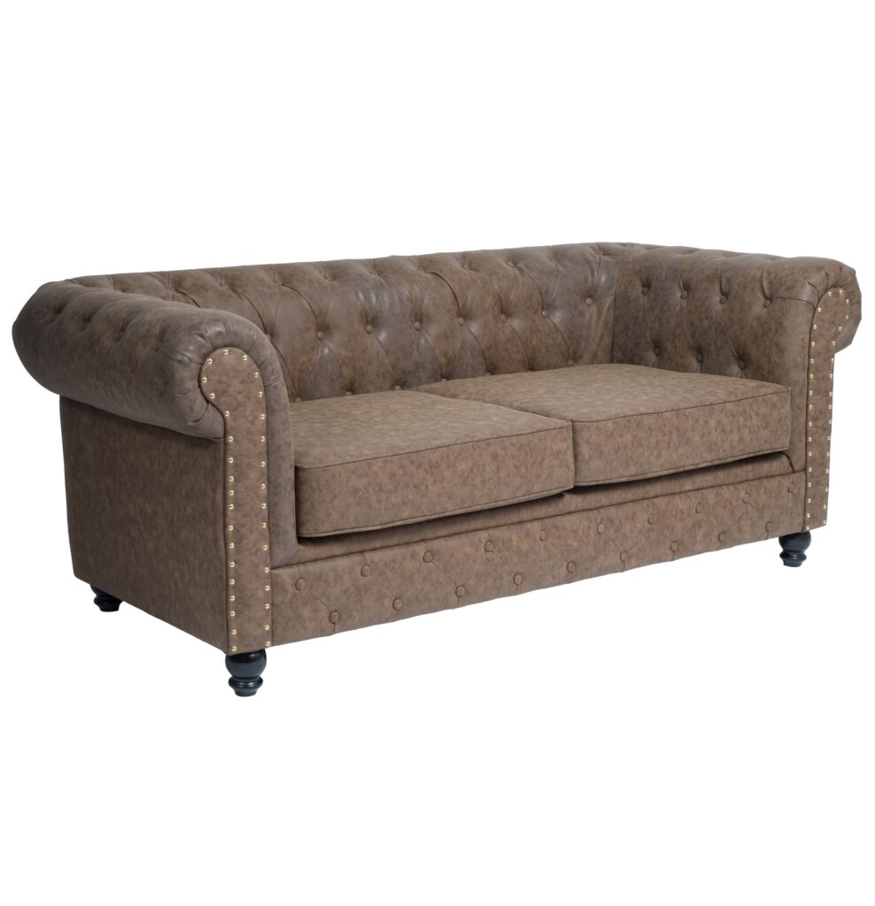 Mudi REPOSE Sofá Chesterfield de Espera Castanho Envelhecido - Imagen 2