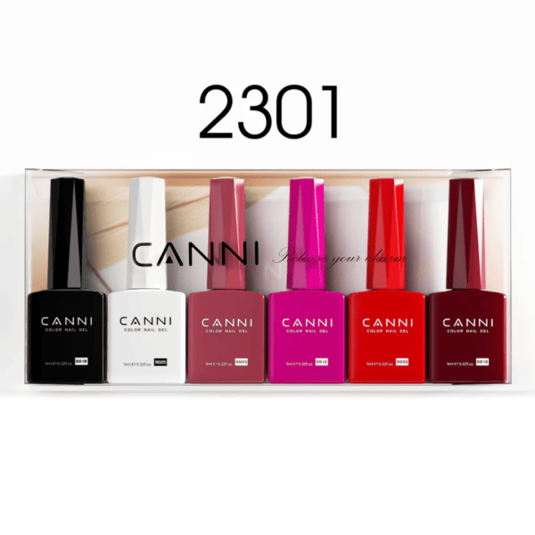 Conjunto com 6 vernizes gel HEMA Free, com fórmula segura e hipoalergênica. Cores intensas, acabamento profissional e longa duração. Ideal para uso profissional ou doméstico.