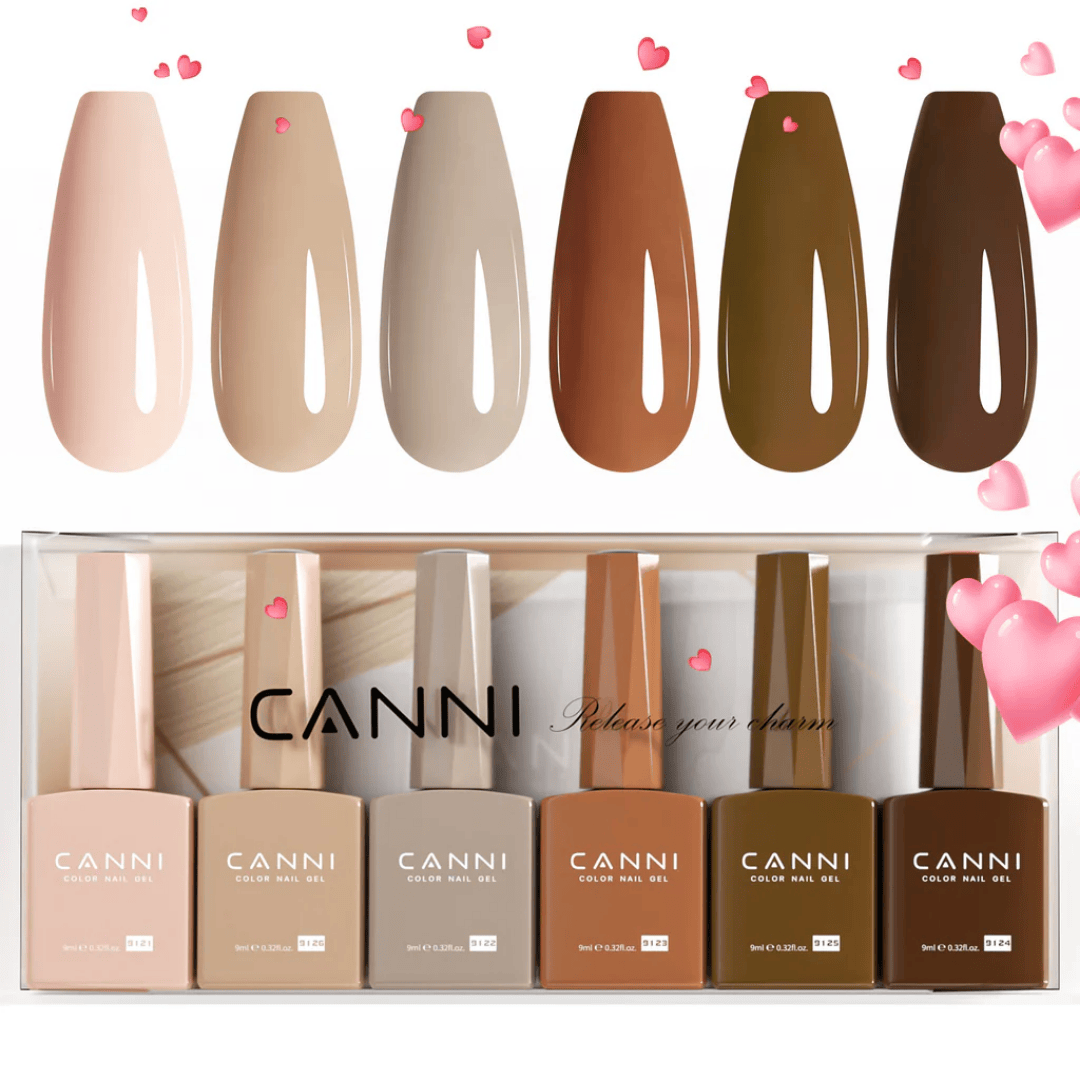 Conjunto com 6 vernizes gel HEMA Free, com fórmula segura e hipoalergênica. Cores intensas, acabamento profissional e longa duração. Ideal para uso profissional ou doméstico.