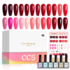 El set de esmalte de uñas de gel Canni Color CC5 ofrece una vibrante paleta de 24 colores de esmalte de gel, que garantizan un acabado profesional y duradero.