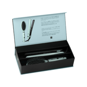 O Labor Pro My Gift Kit com prancha de tourmalina é ideal para todos os tipos de cabelo, oferecendo alisamento eficaz e escovação suave com estilo e praticidade.