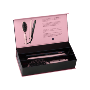 O Labor Pro My Gift Kit com prancha de tourmalina é ideal para todos os tipos de cabelo, oferecendo alisamento eficaz e escovação suave com estilo e praticidade.