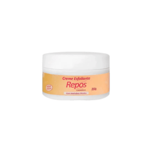 O creme esfoliante da Repós contém em sua formulação amêndoas moídas que além de esfoliar a pele, regenera e promove maciez.