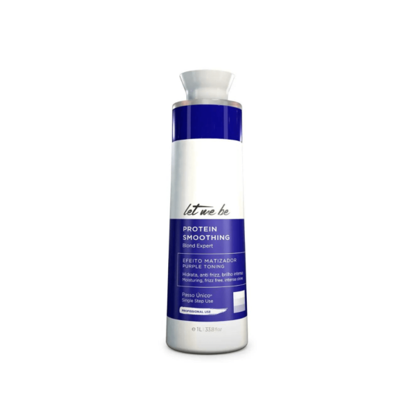 Kit Protein Smoothing Blond Expert Let Me Be traz máscara matizadora violeta sem pré-lavagem e máscara desamareladora Black Blond Up, repondo proteínas, controlando frizz e neutralizando tons amarelados para loiros platinados com brilho intenso.