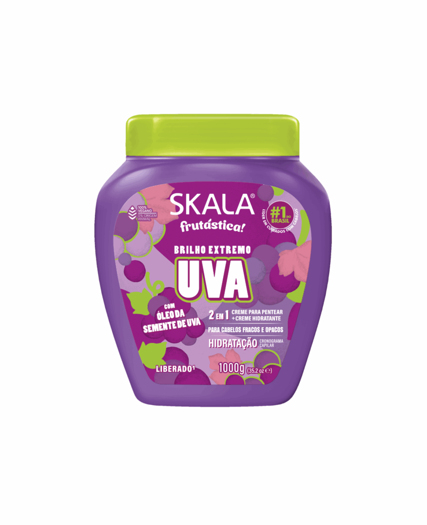 creme skala uva, creme de pentear skala uva, máscara skala uva 1000g, brilho extremo uva, óleo de semente de uva cabelo, hidratação capilar uva, creme vegano cabelo opaco, low poo uva, cronograma capilar hidratação, creme 2 em 1 uva