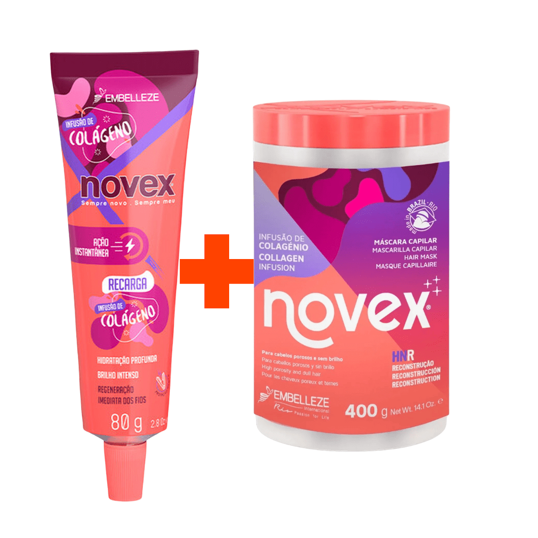 Kit Novex Infusão de Colagénio Creme de Tratamento 400g + Recarga 40g