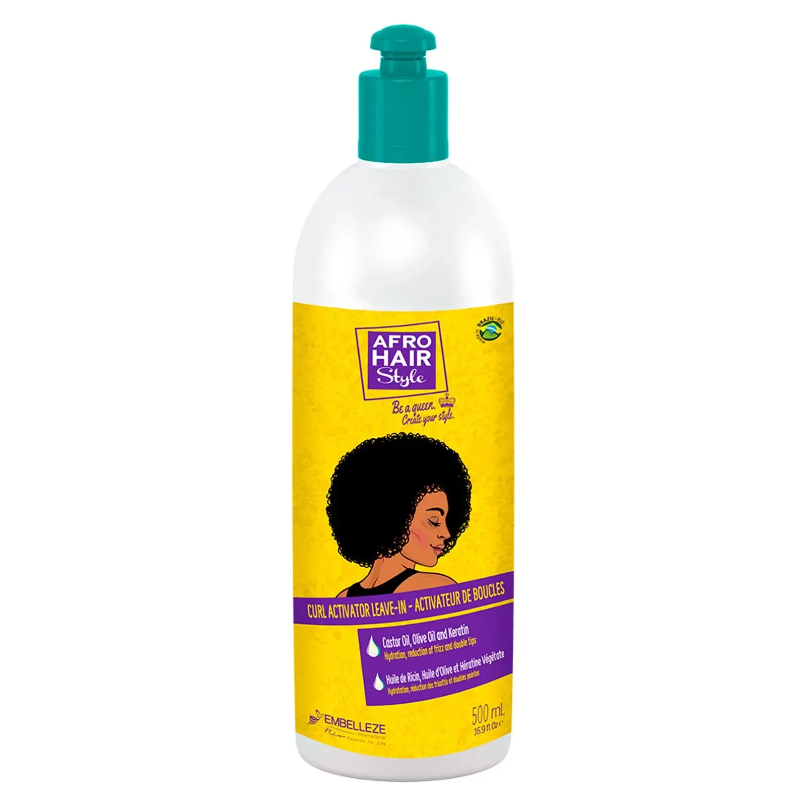 Embelleze AfroHair Kit Cuidado Diário 4 Produtos (Champô 300ml + Condicionador 300ml + Creme de Pentear 500g + Ativador de Caracóis 500ml)